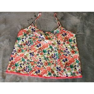LIMONATA Juniors Neon Floral Crop Top Sz M Spaghetti Strap Bright Beachy